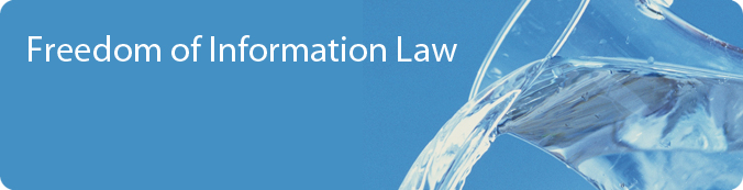 Freedom Of Information Law Banner - Water being poured out of a glass jar.