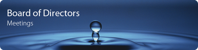 Board of Directors Meetings banner - two water bubbles emerging from splash.