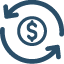 Dollar sign inside circle with 2 arrows around it 360 degrees